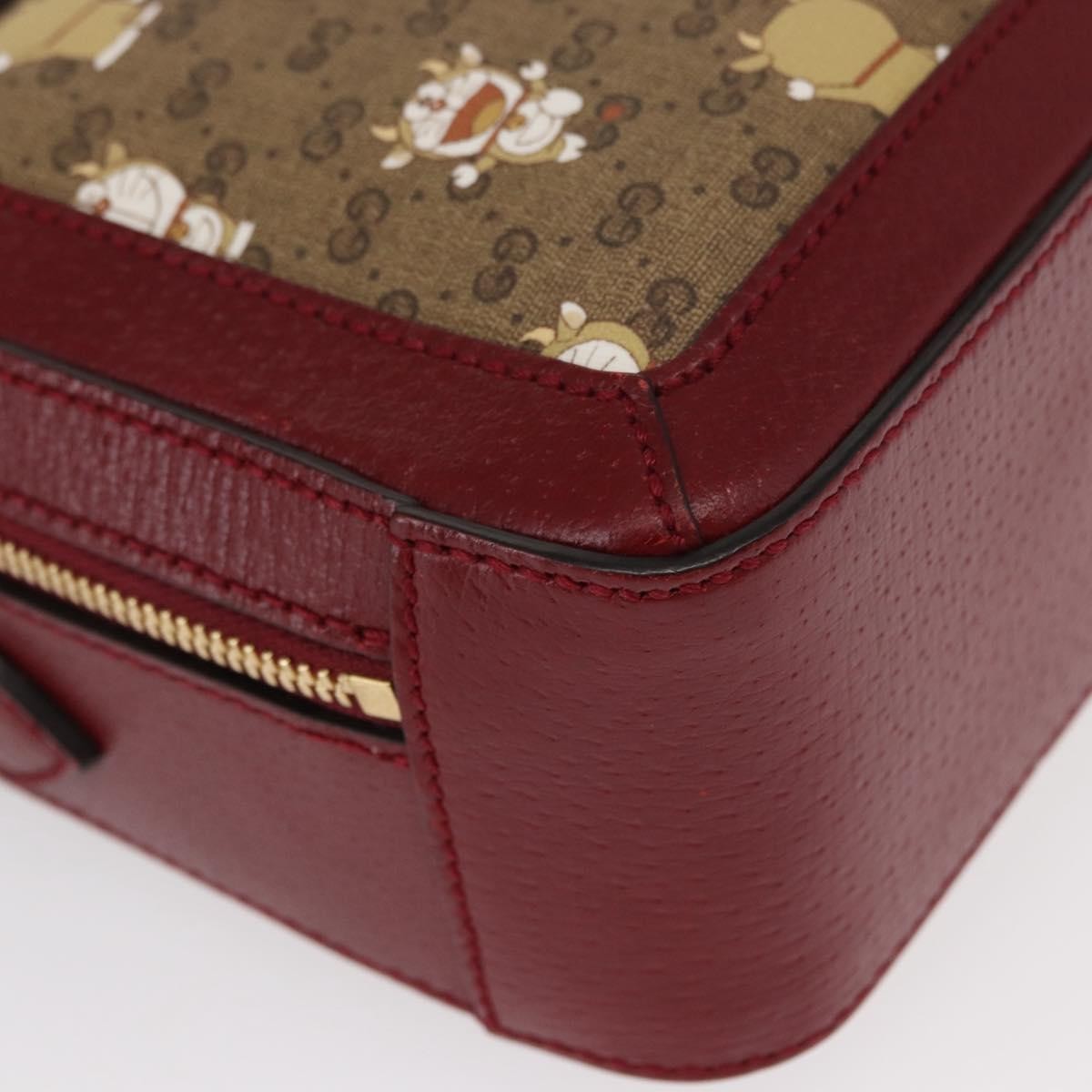 Gucci Doraemon Ophidia Zip Around Camera Printed Mini Gg Coated Canvas Beige Canvas Handbag (Pre-Owned)