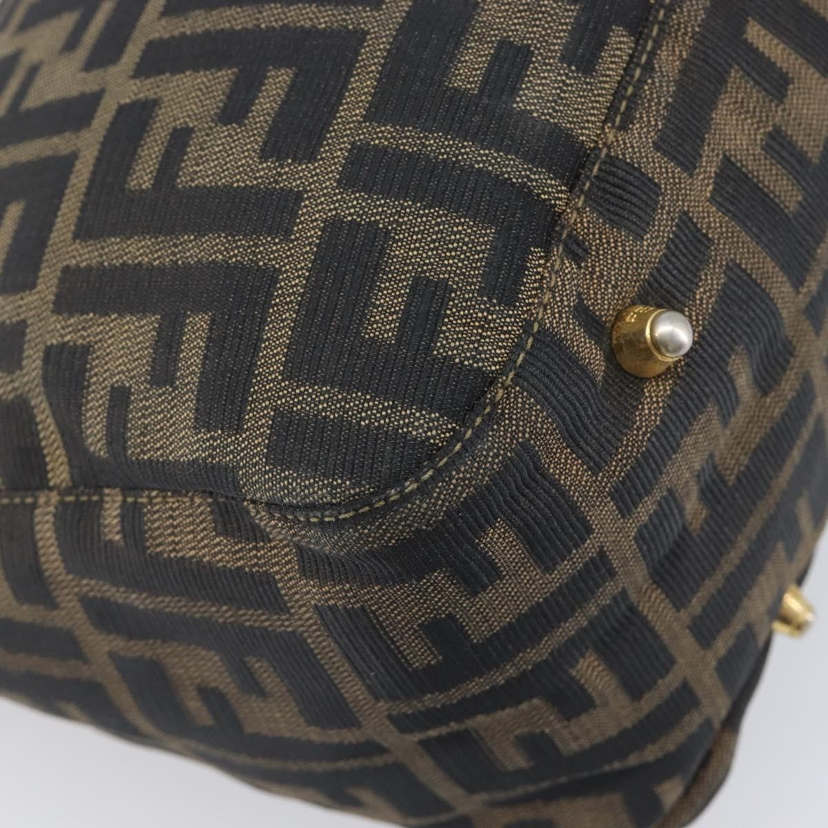 Fendi Vintage Ff Handle Zucca Canvas Brown Canvas Tote Bag Bag (Pre-Owned)