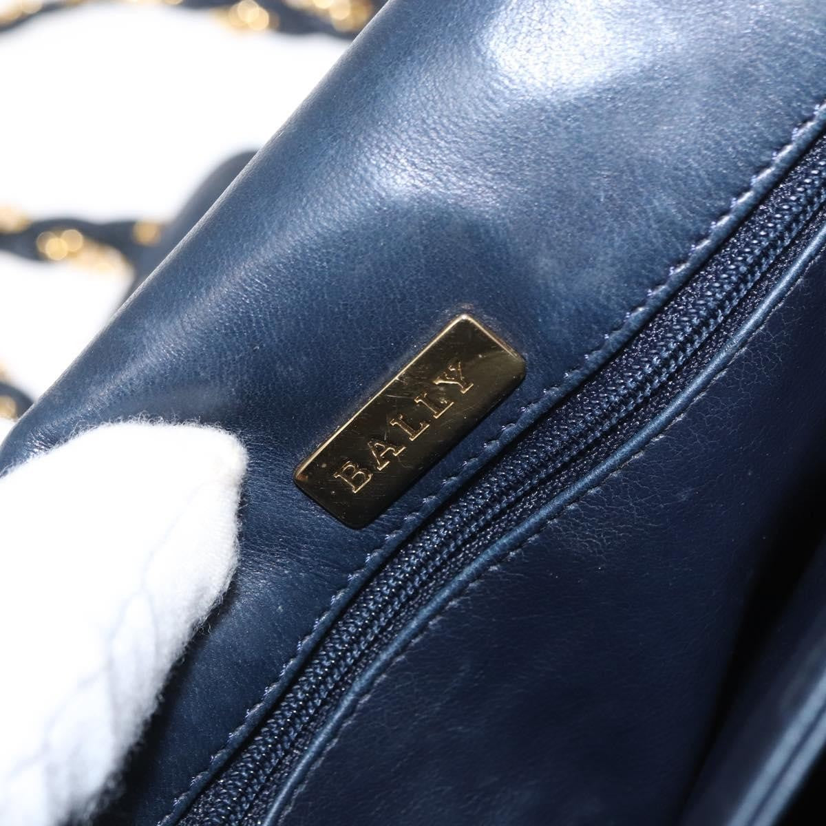 Bally Vintage Leather Navy Leather Shoulder Bag Bag (Pre-Owned)