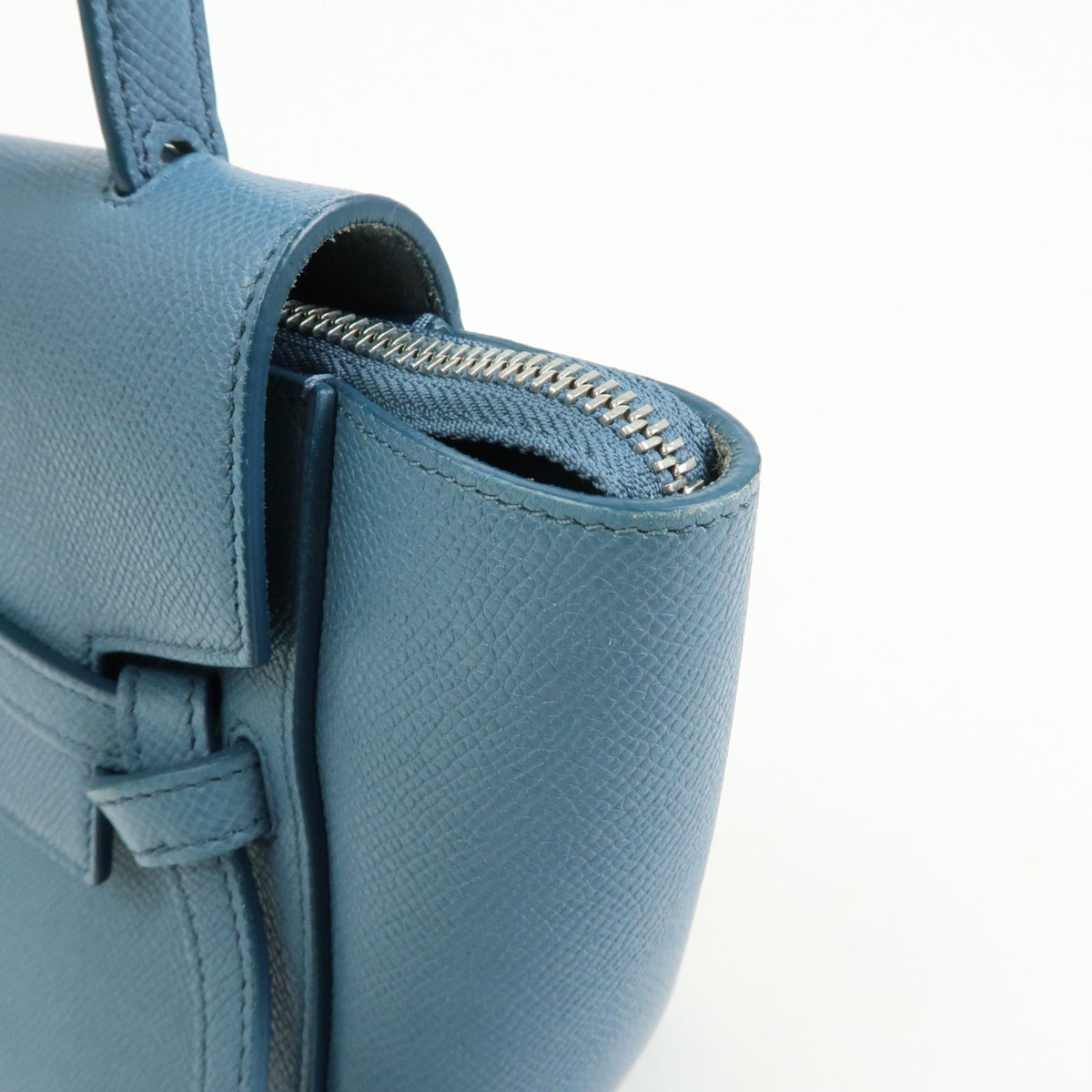 Celine Belt Textured Leather Blue Leather Handbag (Pre-Owned)