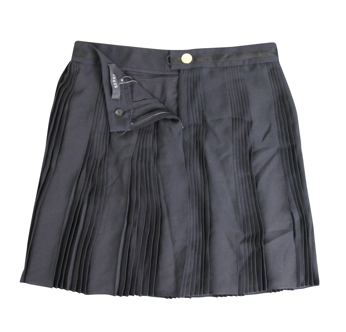 Gucci Women's Black Silk Elastane Runway Pleated Skirt