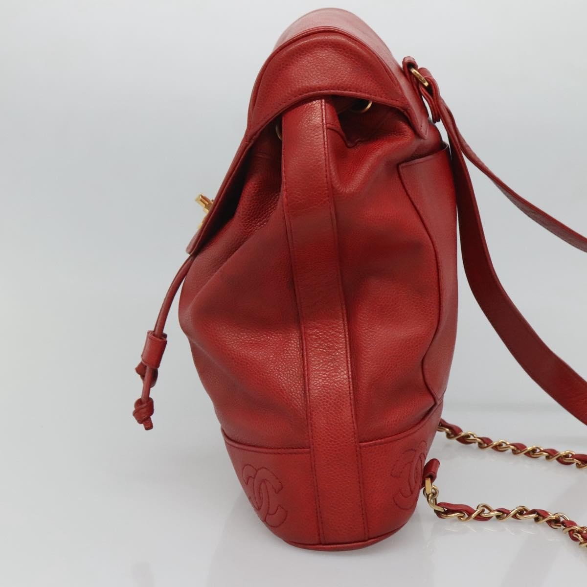 Chanel Vintage Caviar Red Leather Backpack Bag (Pre-Owned)