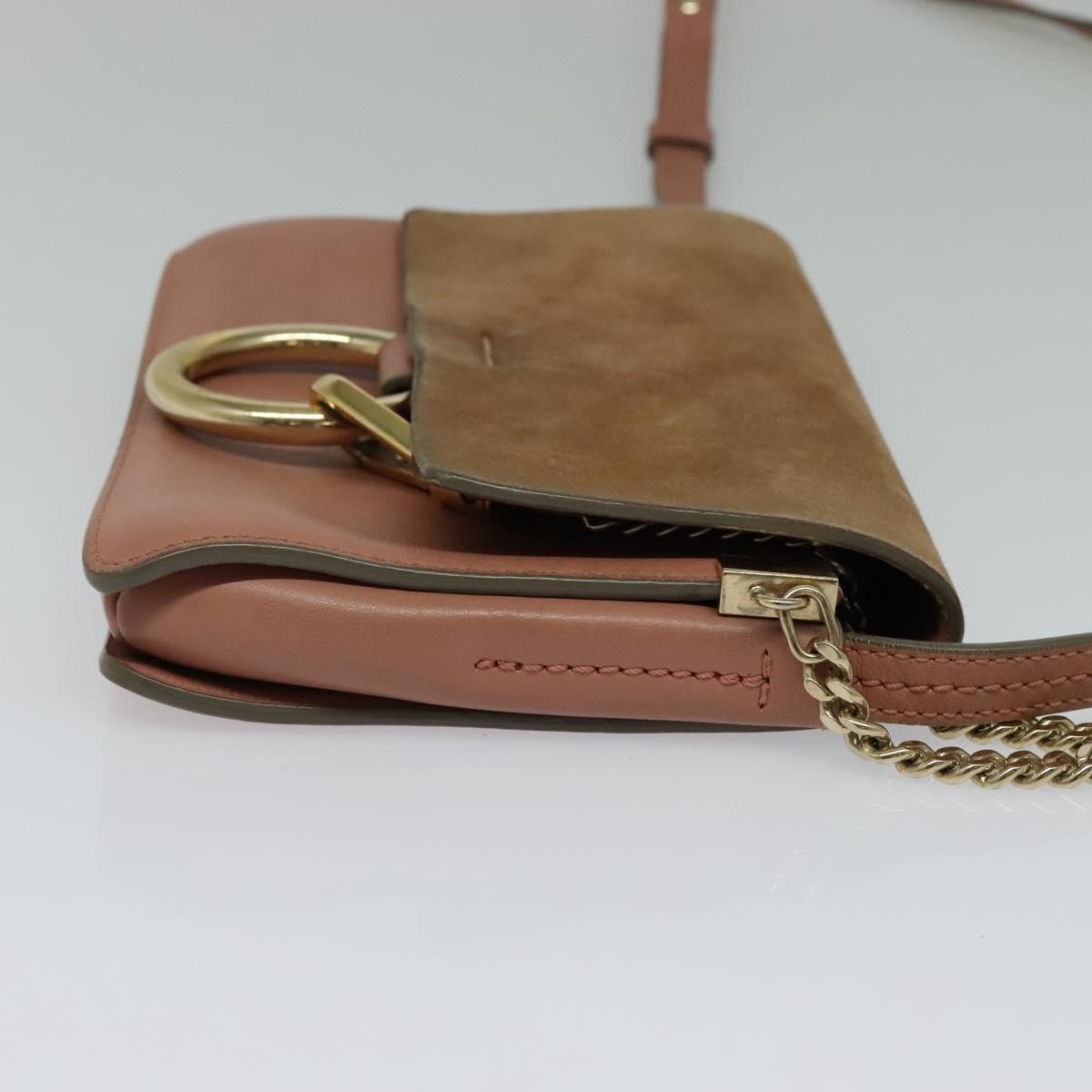Chloe Faye Leather And Suede Pink Leather Shoulder Bag Bag (Pre-Owned)