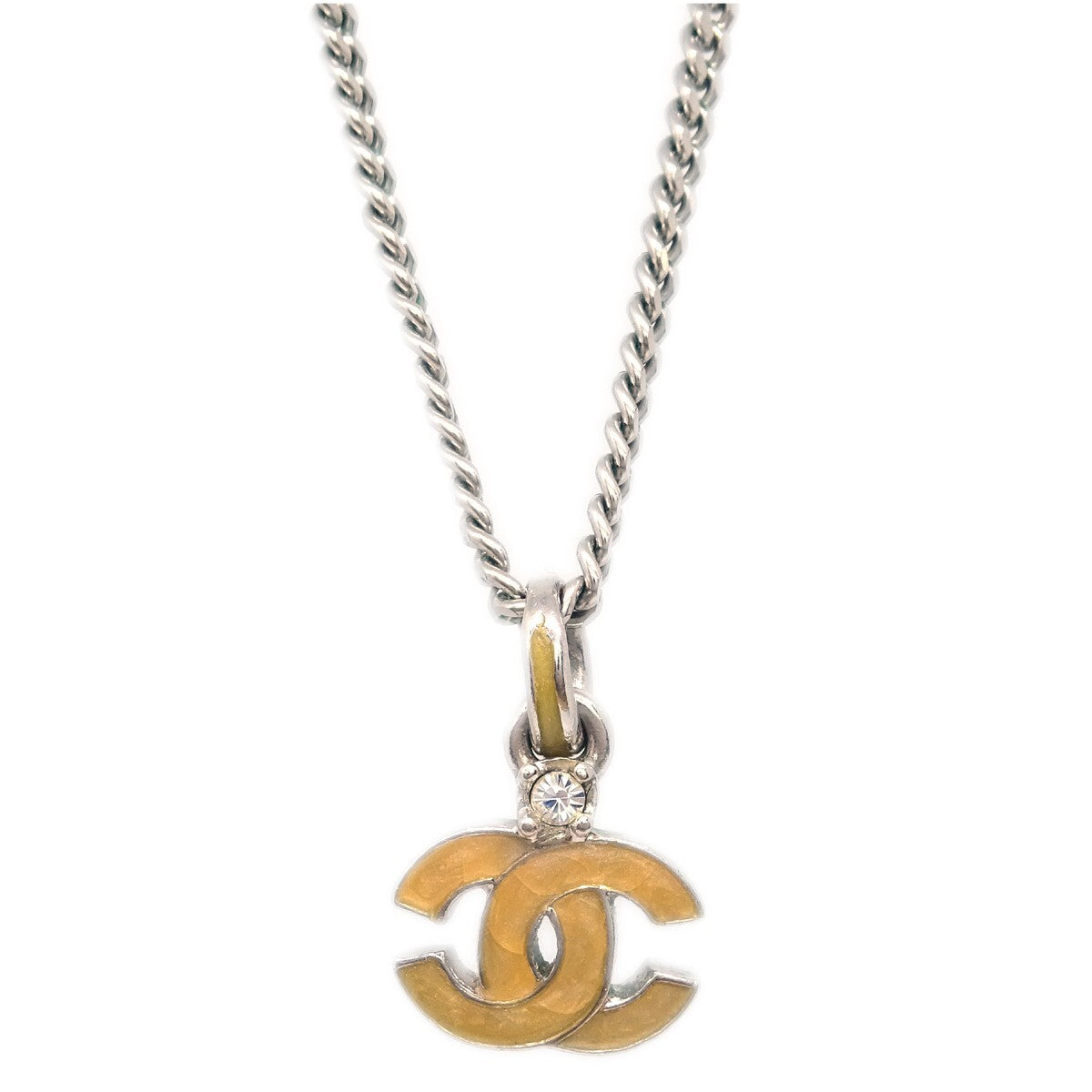 Chanel Vintage Cc Pendent Plated Metal Silver Silver_Plated Necklace Jewelry (Pre-Owned)