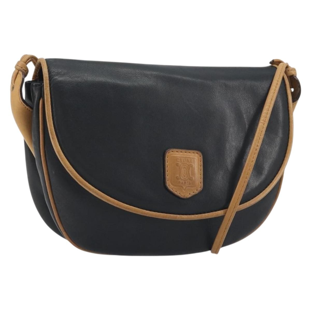 Celine Vintage Leather Black Leather Shoulder Bag Bag (Pre-Owned)