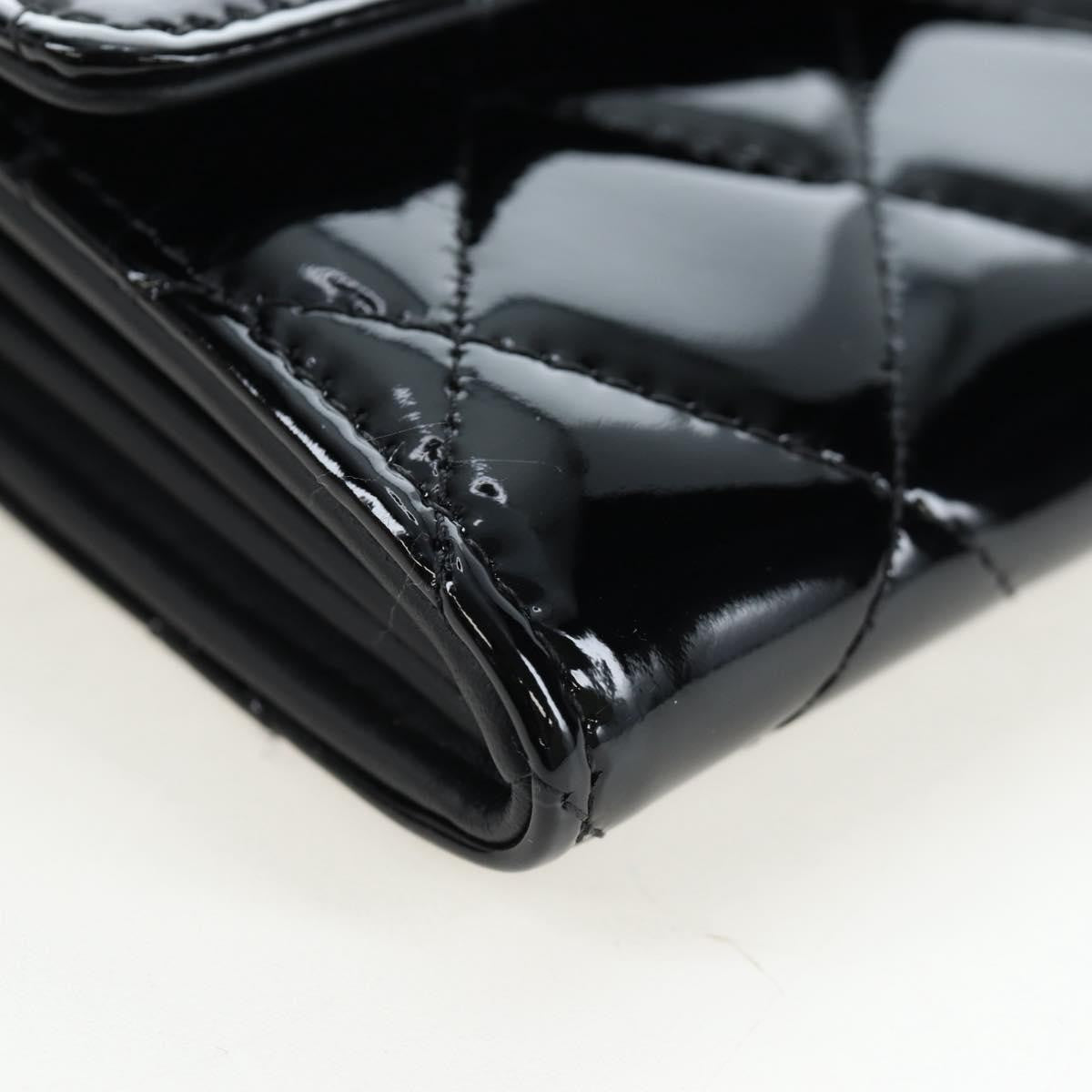 Chanel Cc French Flap Quilted Patent Leather Black Patent_Leather Wallets Accessory (Pre-Owned)