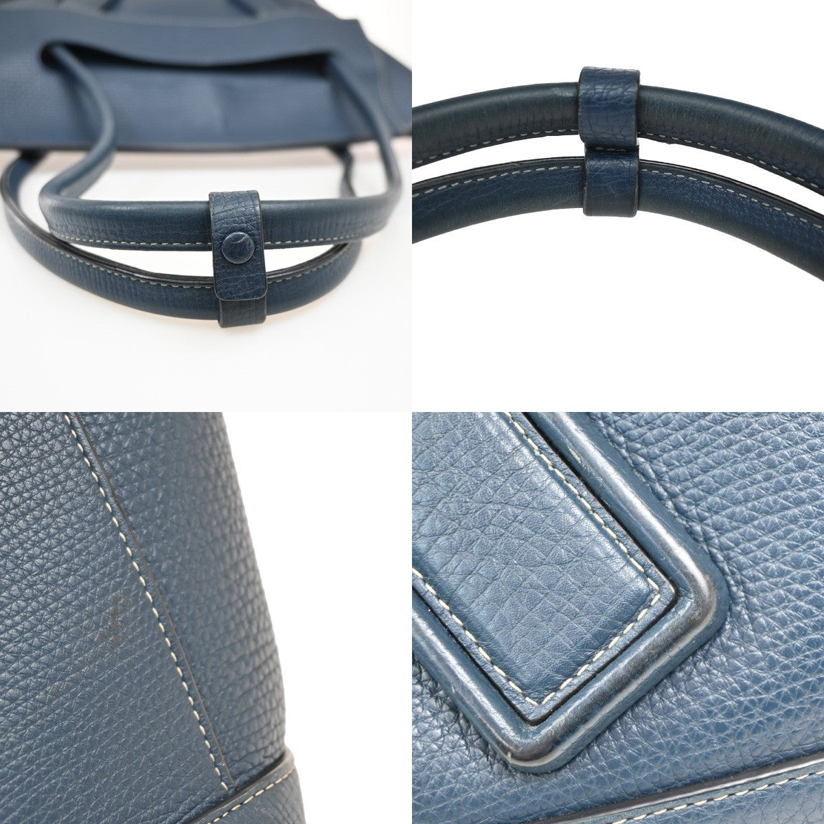 Bottega Veneta Arco Grainy Leather Navy Leather Tote Bag Bag (Pre-Owned)