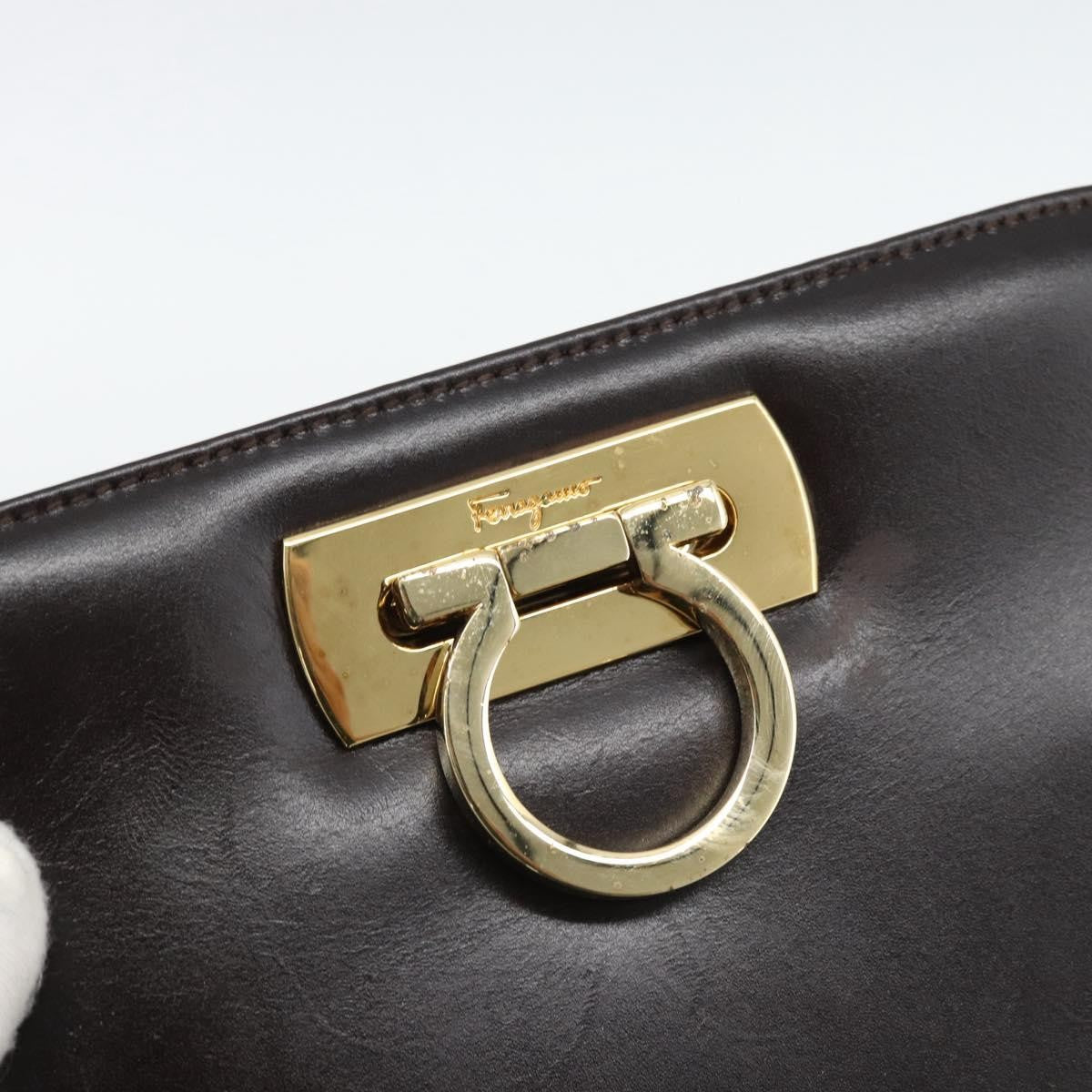 Salvatore Ferragamo Vintage Gancini Chain Leather Brown Leather Shoulder Bag Bag (Pre-Owned)