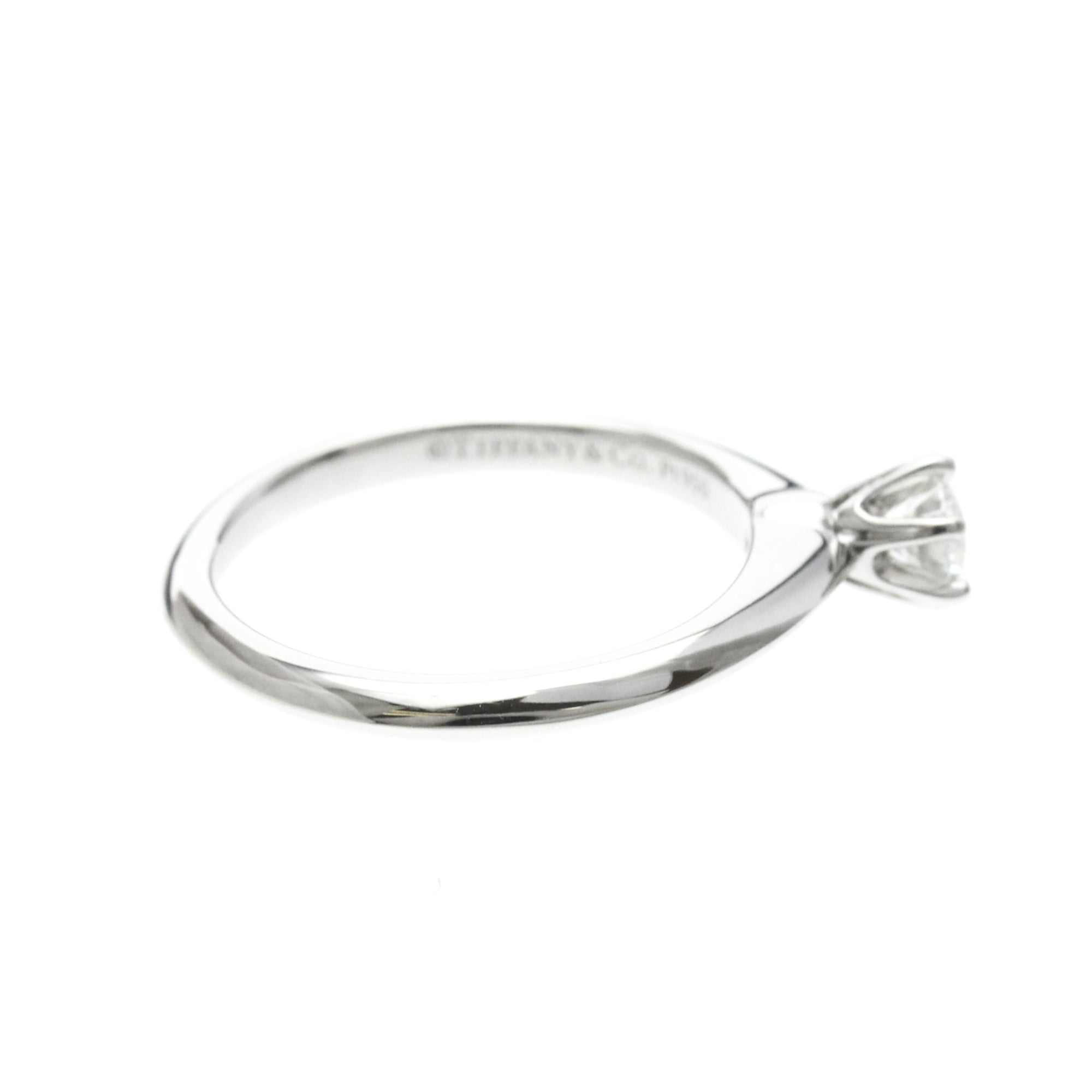 Tiffany & Co. Tiffany Setting Solitaire Platinum With Rbc Diamond H/Vs1 Clear Platinum Ring Jewelry (Pre-Owned)