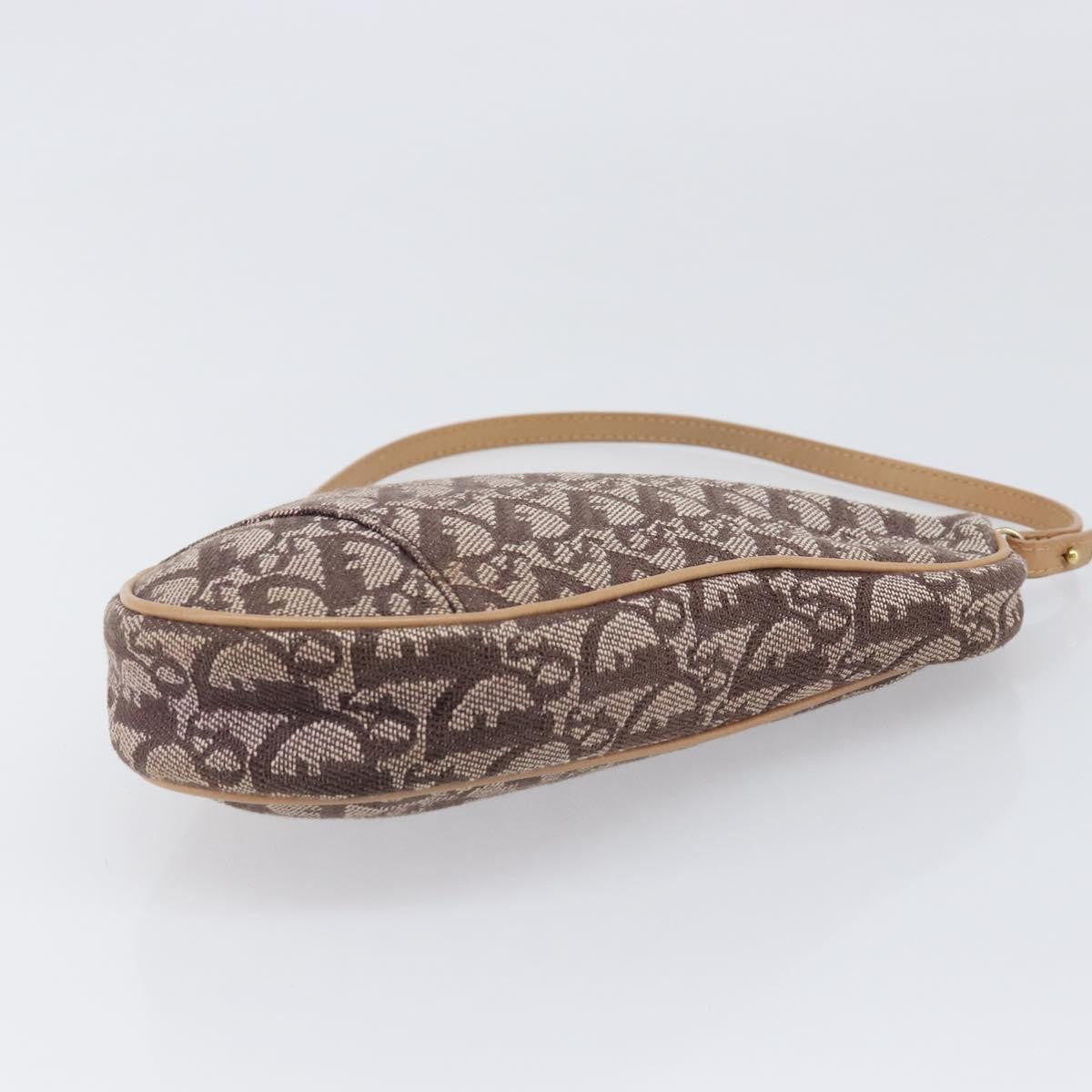 Christian Dior Vintage Saddle Bag Canvas Brown Canvas Clutche & Pouche Bag (Pre-Owned)