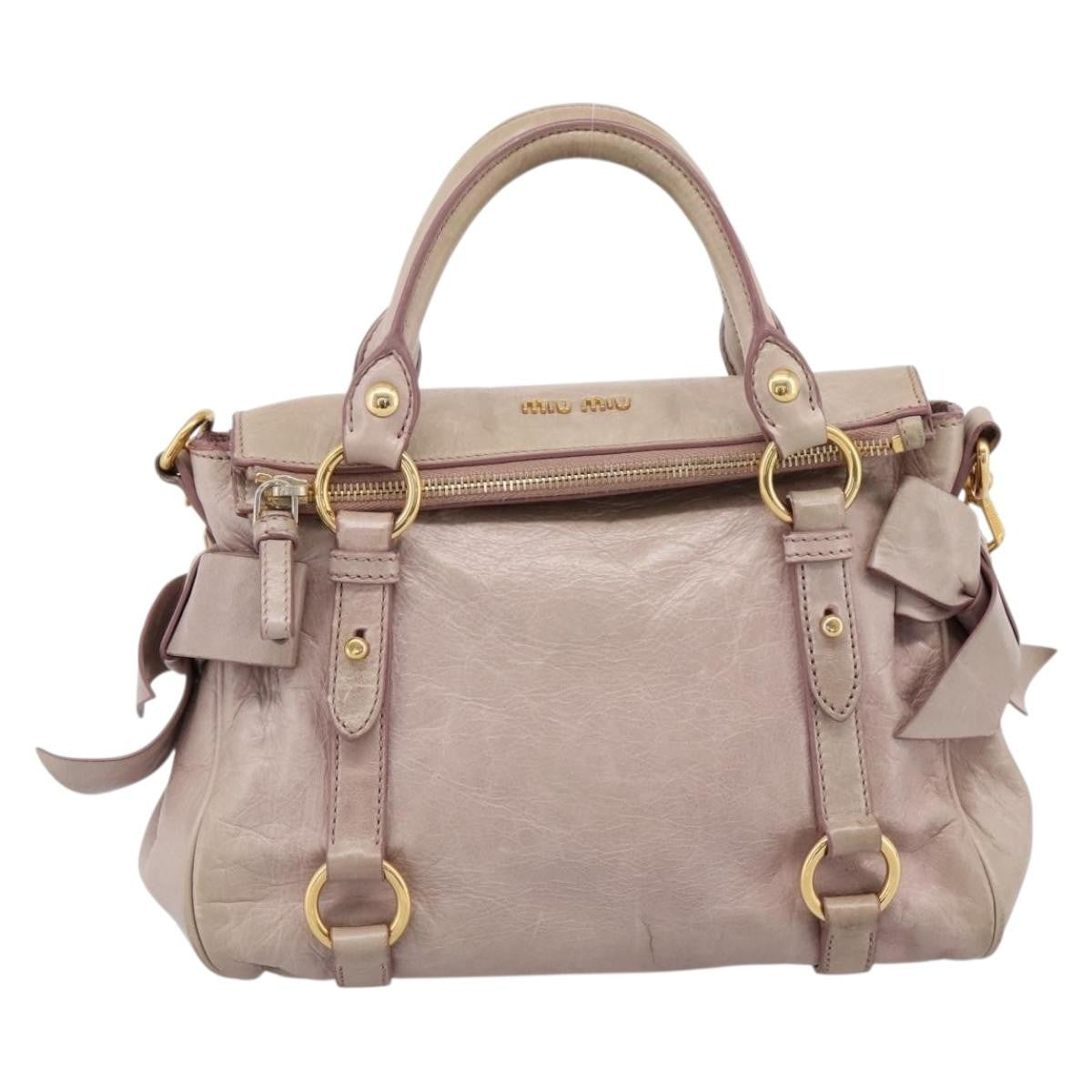 Miu Miu Vitello Lux Leather Pink Leather Handbag (Pre-Owned)