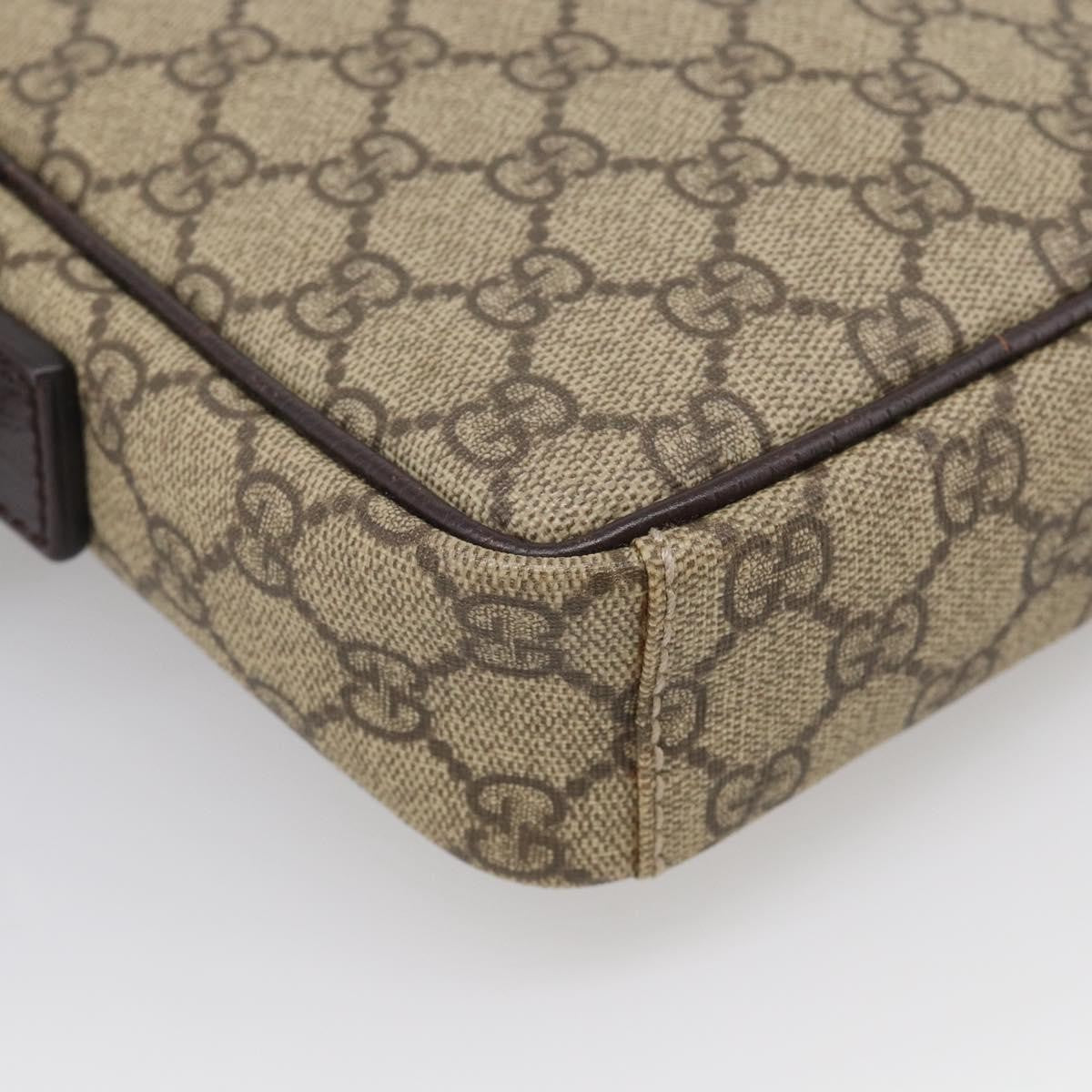 Gucci Vintage Front Pocket Flat Messenger Gg Canvas And Leather Beige Canvas Shoulder Bag Bag (Pre-Owned)