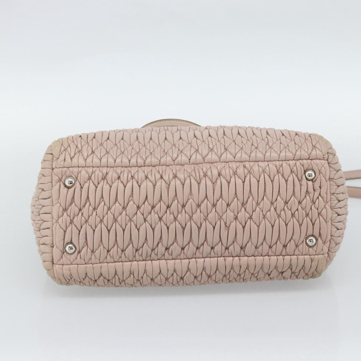 Miu Miu Crystal Tote Matelasse Leather Pink Leather Shoulder Bag Bag (Pre-Owned)