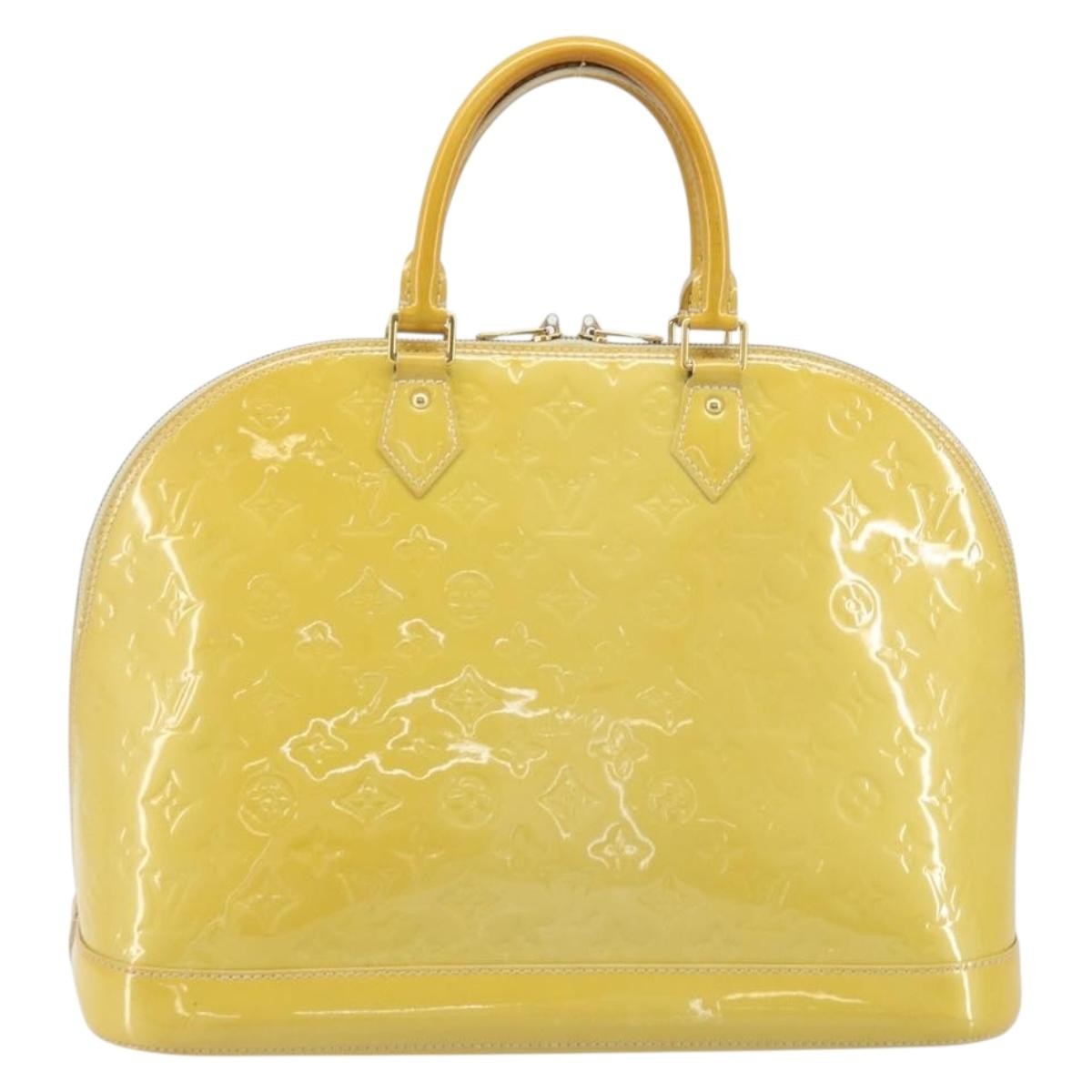 Louis Vuitton Alma Monogram Vernis Yellow Patent_Leather Handbag (Pre-Owned)