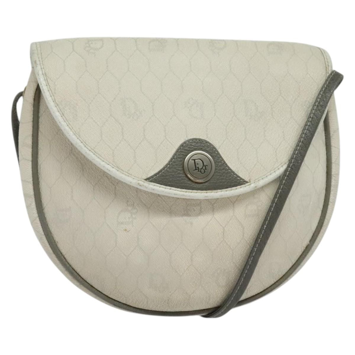 Christian Dior Vintage Honeycomb Canvas White Canvas Shoulder Bag Bag (Pre-Owned)