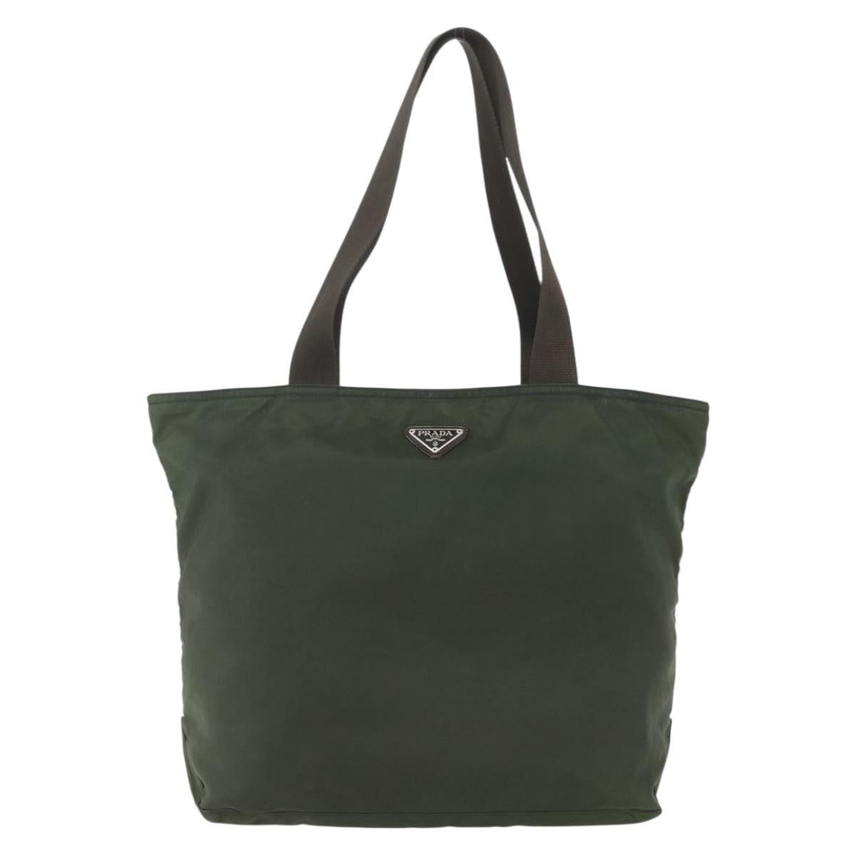 Prada Vintage Zip Tote Tessuto Khaki Nylon Tote Bag Bag (Pre-Owned)