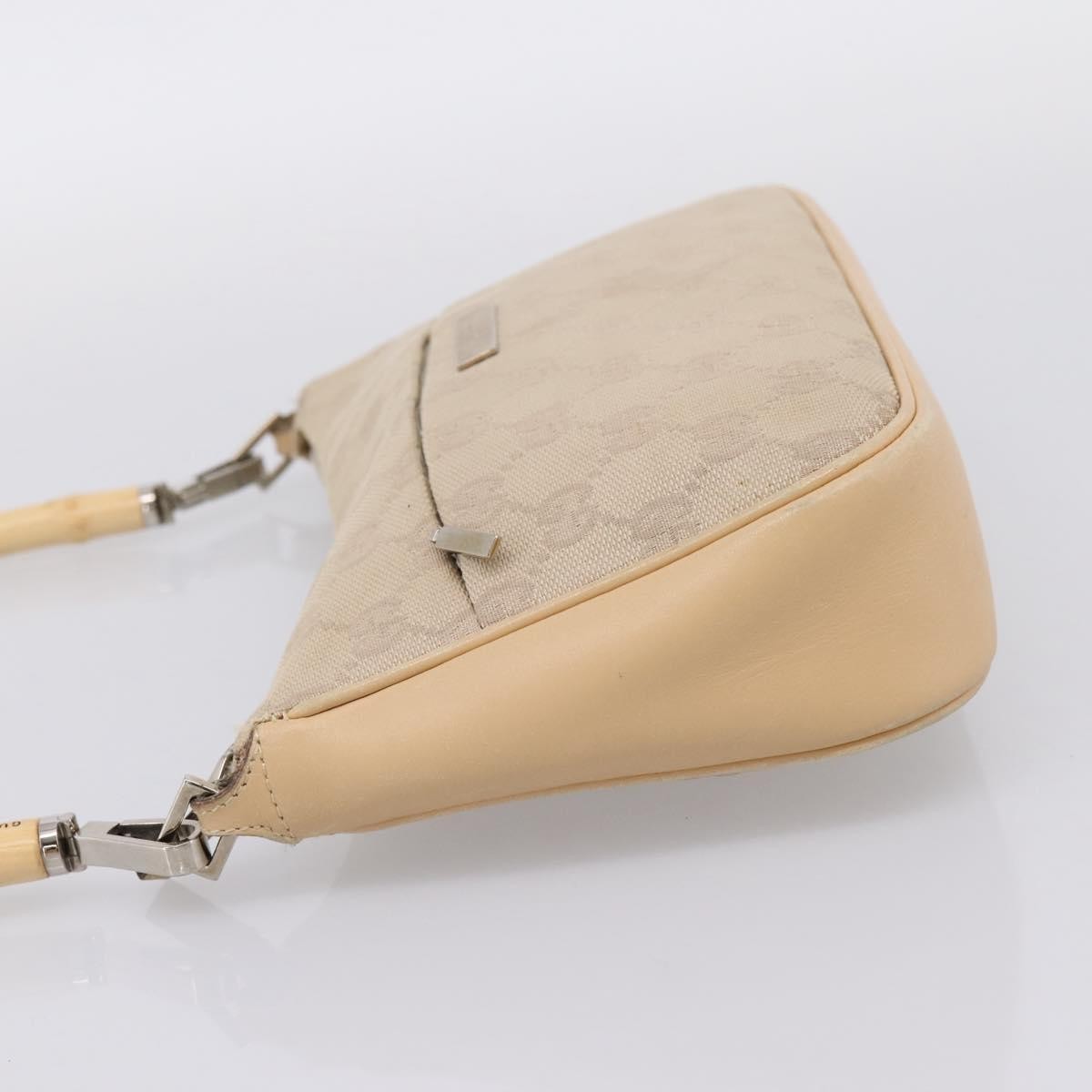 Gucci Bamboo Top Handle Gg Canvas Beige Canvas Handbag (Pre-Owned)