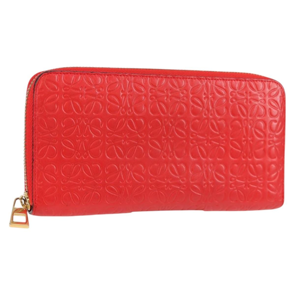 Loewe Anagram Leather Red Leather Wallets Accessory (Pre-Owned)