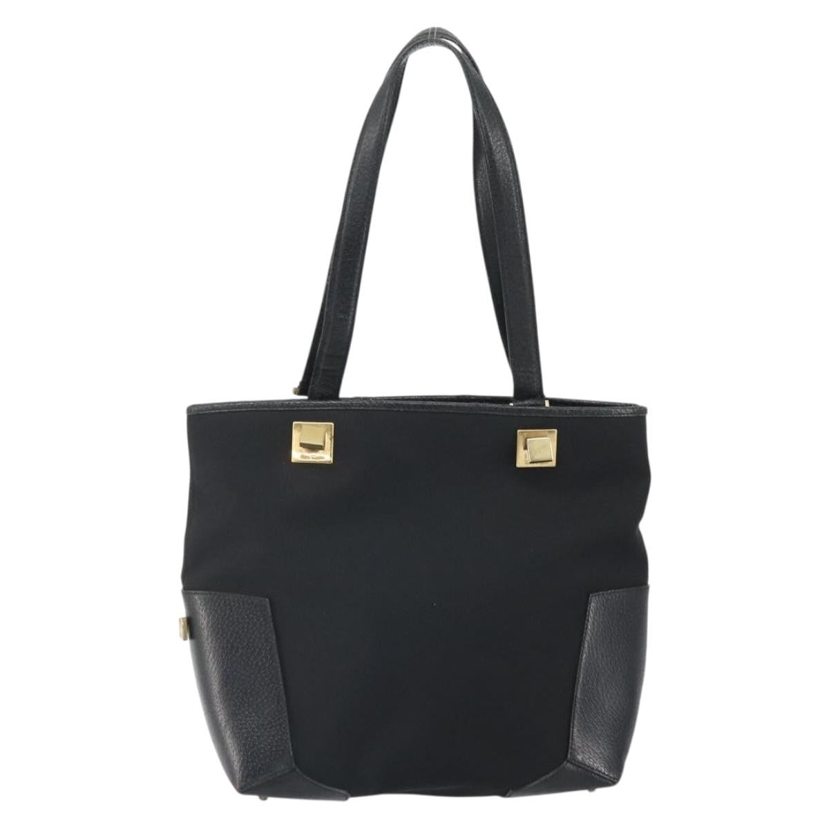 Salvatore Ferragamo Vintage Canvas Black Canvas Tote Bag Bag (Pre-Owned)