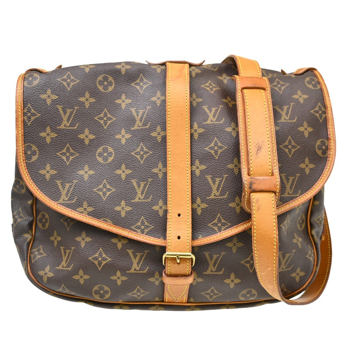 Louis Vuitton Saumur Monogram Canvas Brown Canvas Shoulder Bag Bag (Pre-Owned)