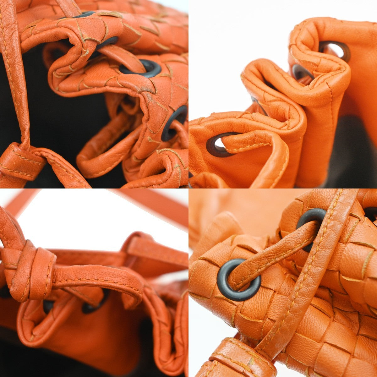 Bottega Veneta Intrecciato Shoulder Leather Orange Leather Handbag (Pre-Owned)