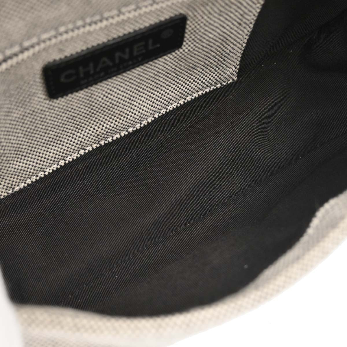 Chanel Camellia No.5 Flap Canvas Black Canvas Handbag (Pre-Owned)