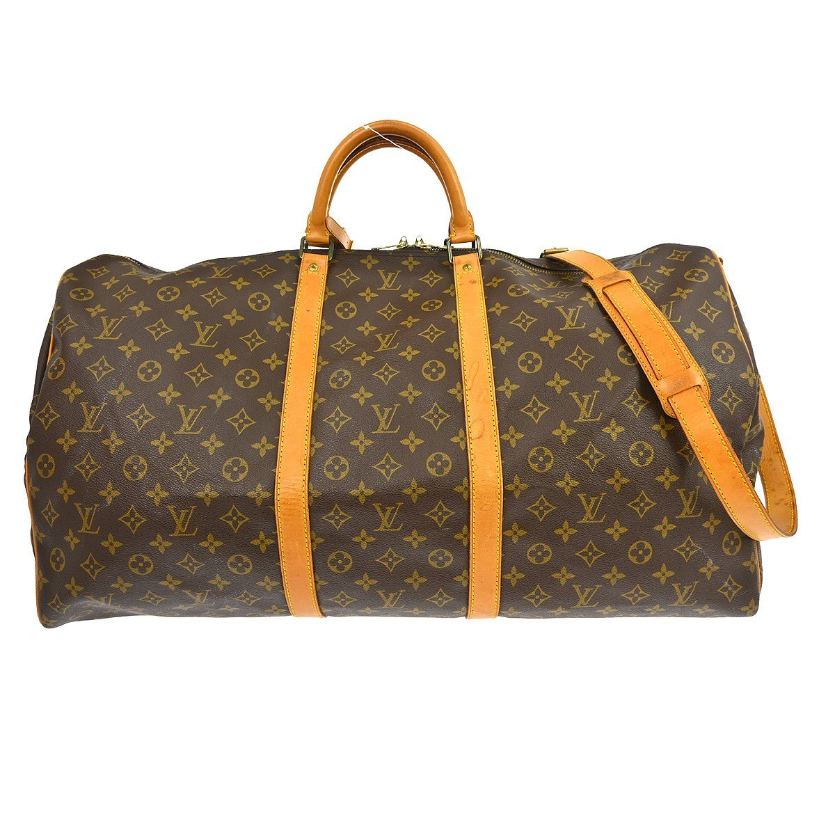 Louis Vuitton Keepall Bandoulière Monogram Brown Canvas Travel Bag Bag (Pre-Owned)