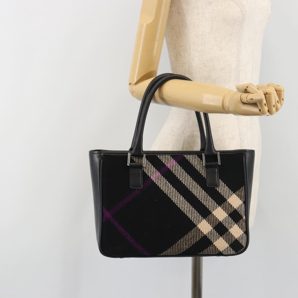 Burberry Nova Check Wool Black Wool Handbag (Pre-Owned)