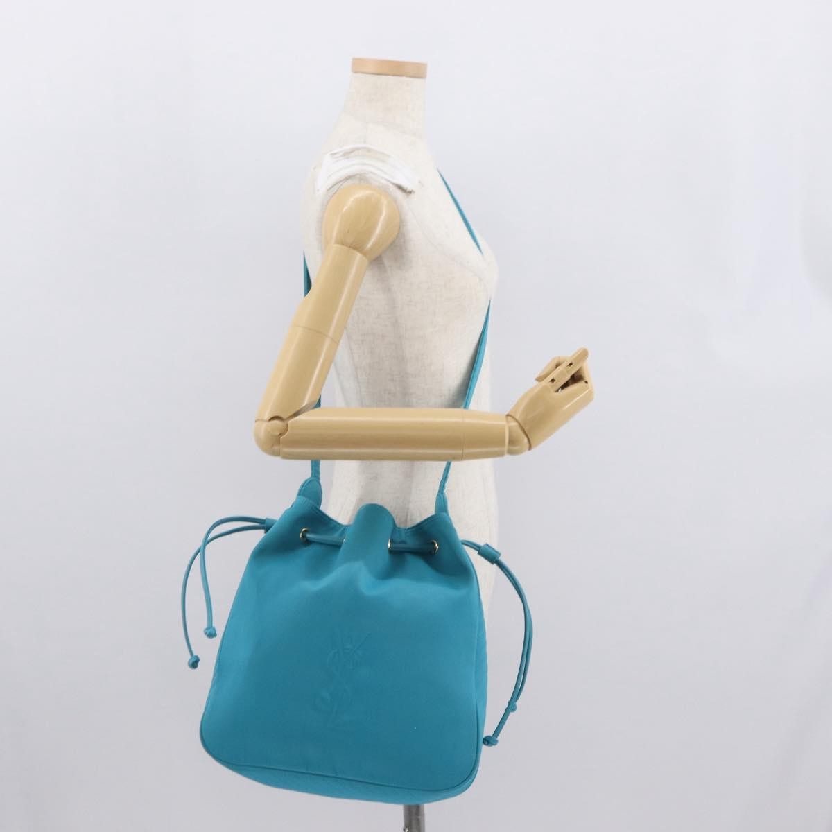 Saint Laurent Vintage Nylon Turquoise Nylon Shoulder Bag Bag (Pre-Owned)