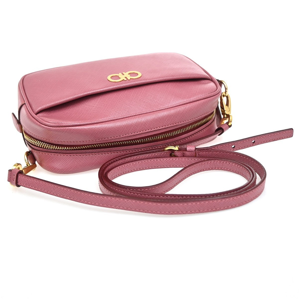 Salvatore Ferragamo Gancini Leather Pink Leather Shoulder Bag Bag (Pre-Owned)