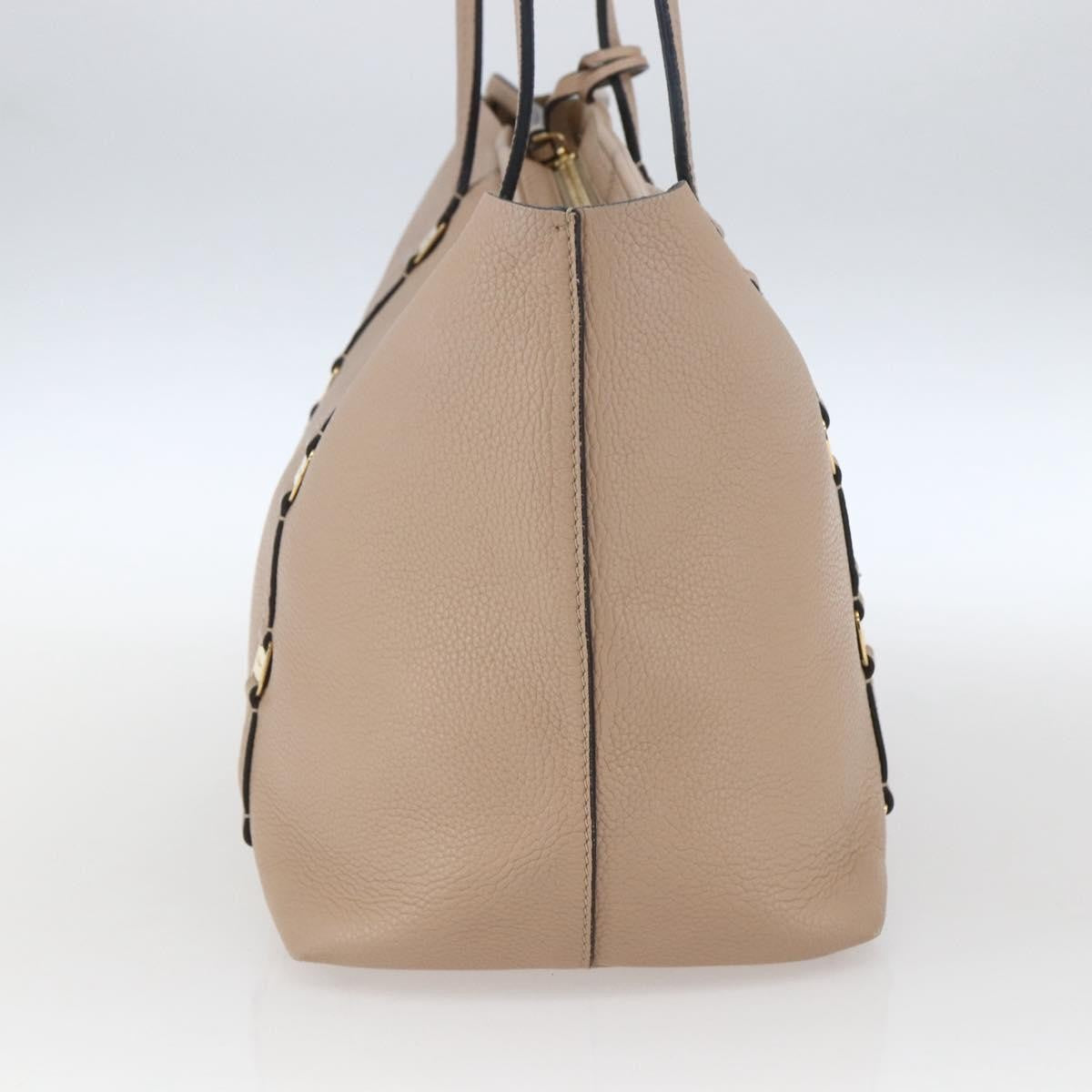 Salvatore Ferragamo Vala Tote Leather Beige Leather Tote Bag Bag (Pre-Owned)
