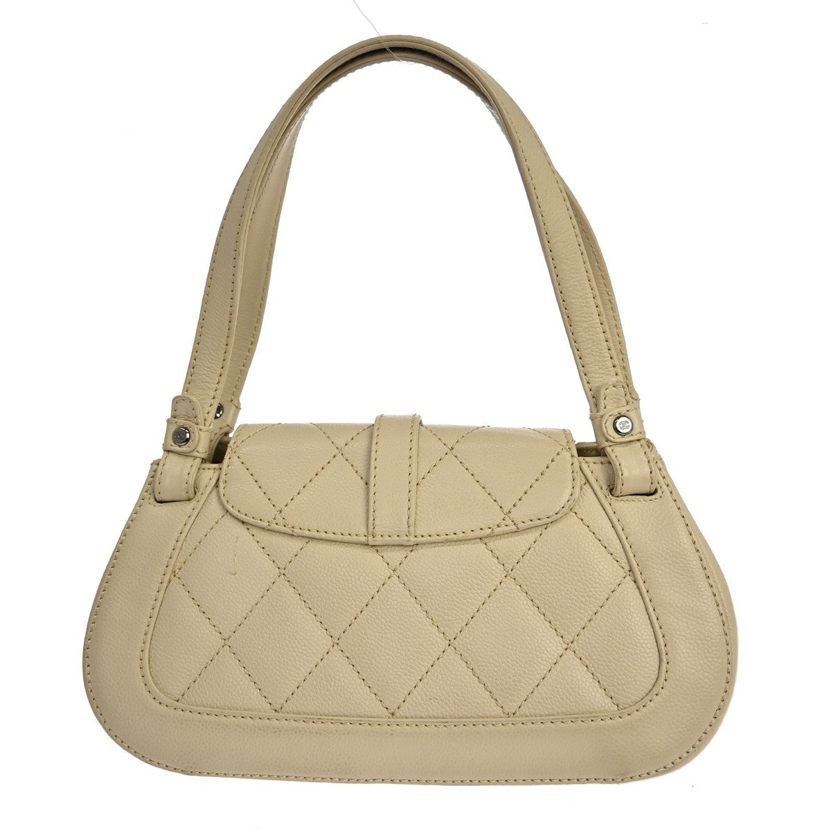 Chanel Mademoiselle Lock Quilted Caviar Beige Leather Shoulder Bag Bag (Pre-Owned)