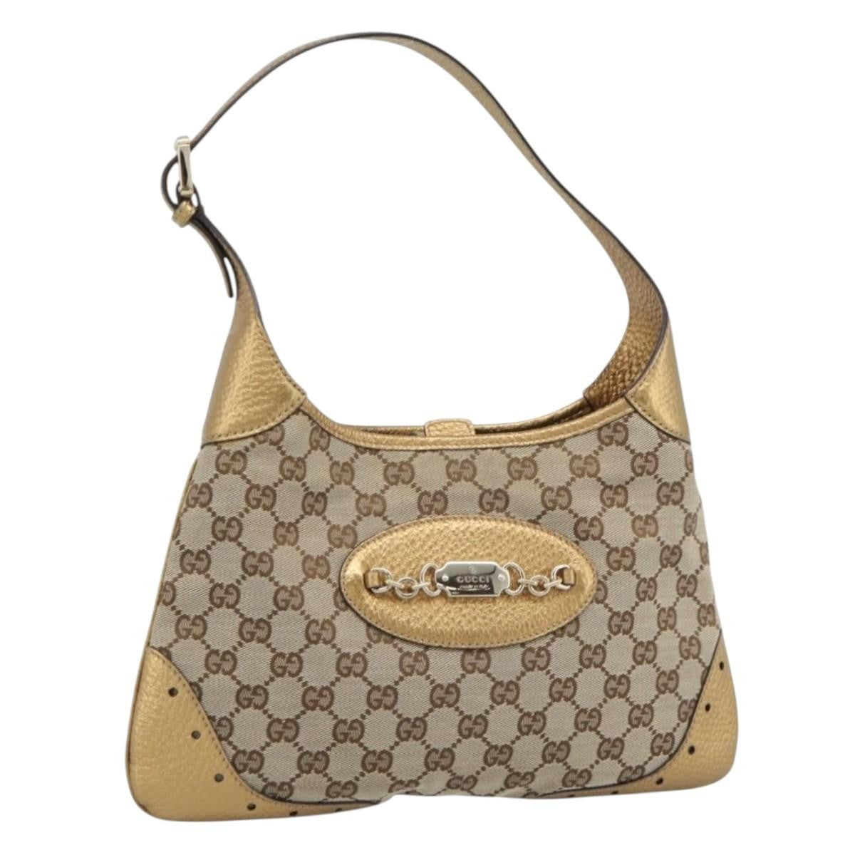 Gucci Vintage Jackie O Chain Hobo Gg Canvas Beige Canvas Handbag (Pre-Owned)