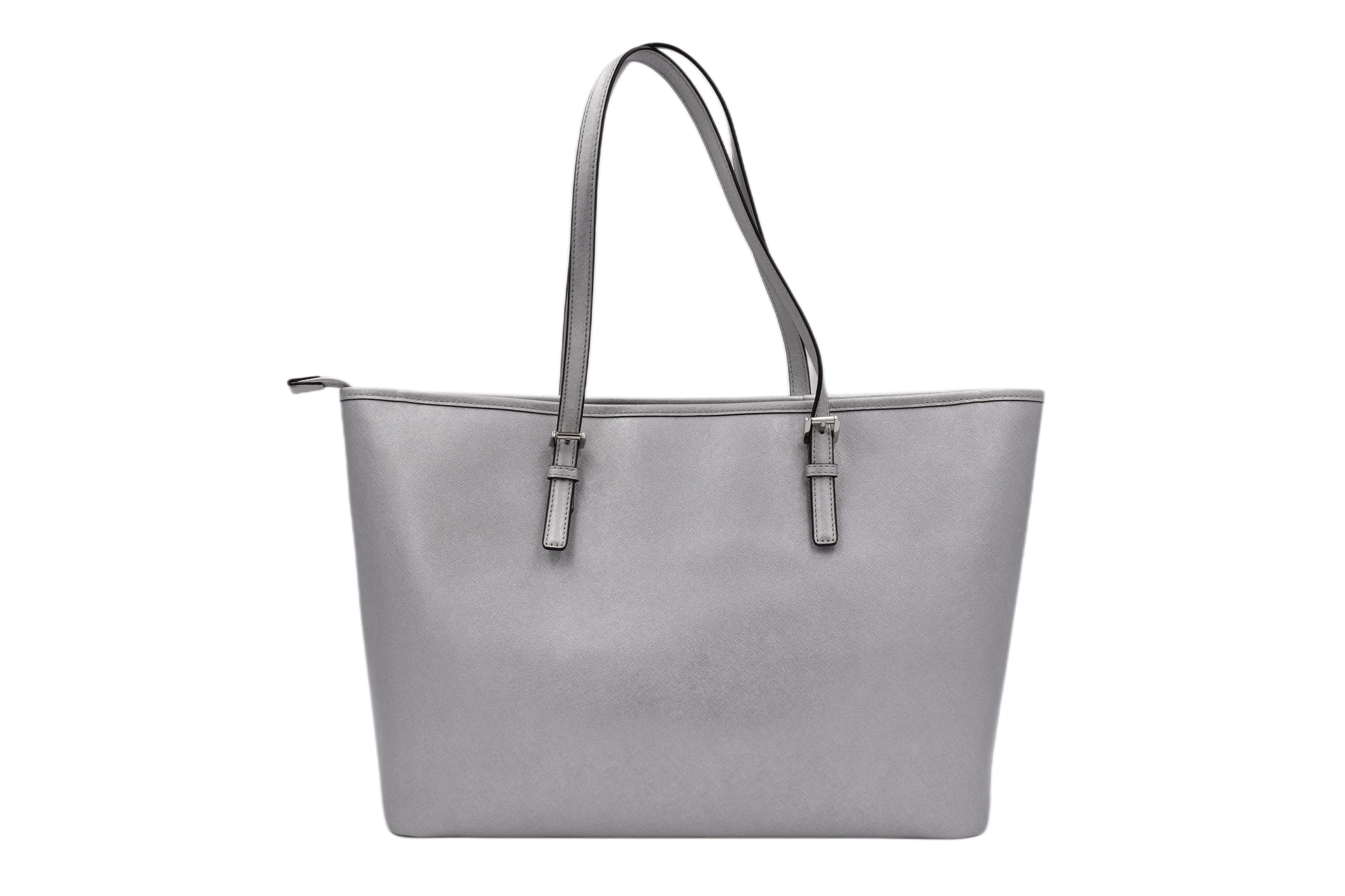 Michael Kors Jet Set Travel Silver Medium Top-Zip Tote Bag (Pre-Owned)
