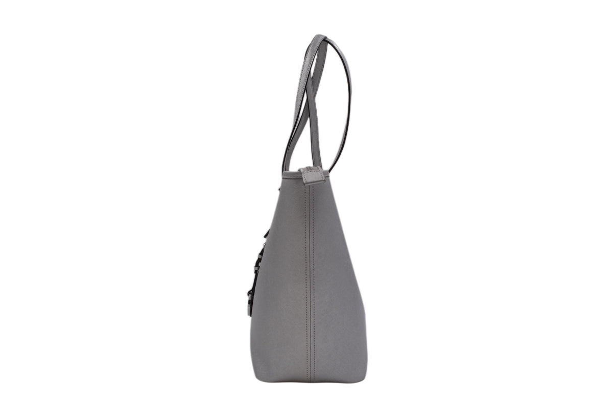 Michael Kors Jet Set Travel Silver Medium Top-Zip Tote Bag (Pre-Owned)