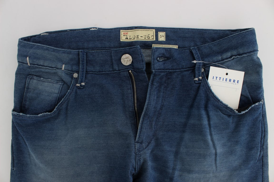 Acht Blue Wash Denim Cotton Stretch Slim Fit Men's Jeans