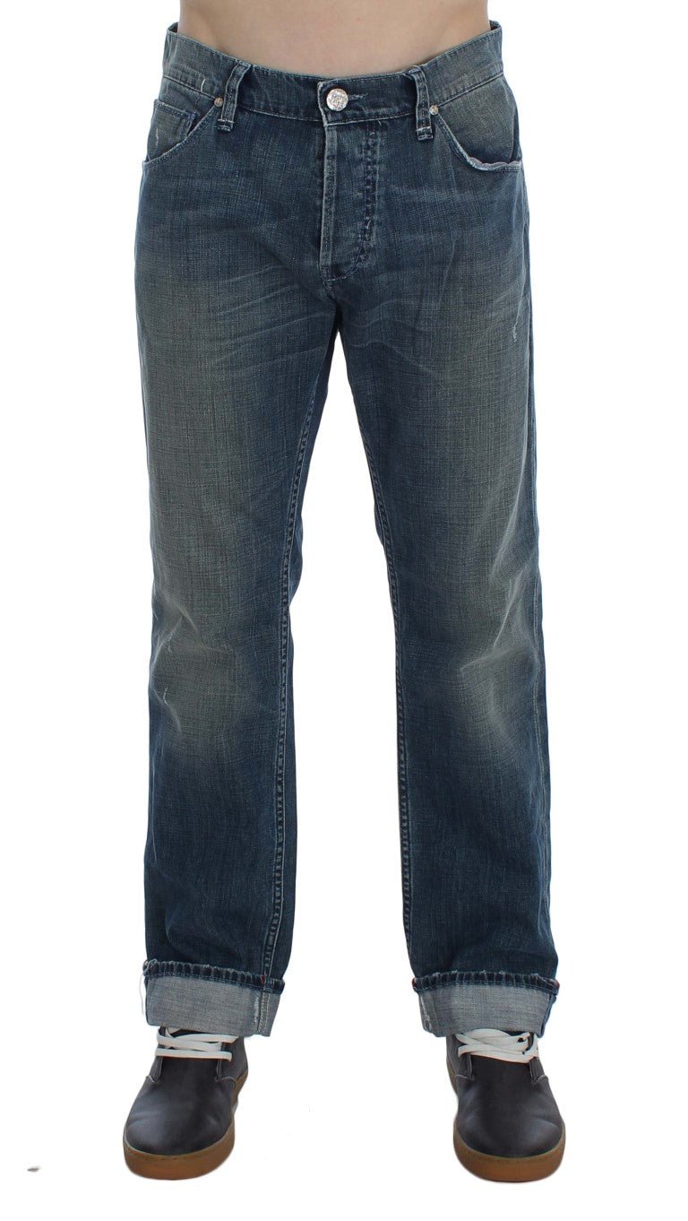 Acht Blue Wash Cotton Denim Regular Fit Men's Jeans