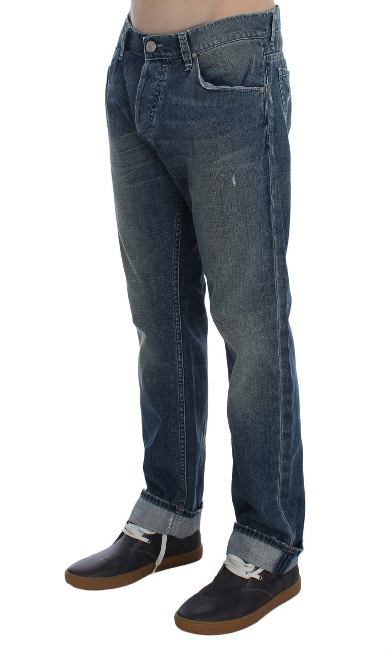 Acht Blue Wash Cotton Denim Regular Fit Men's Jeans