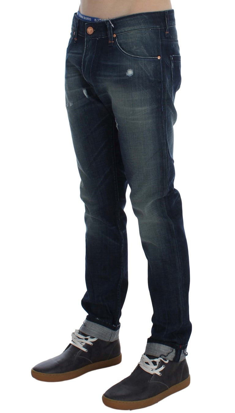 Acht Blue Wash Cotton Denim Slim Fit Men's Jeans