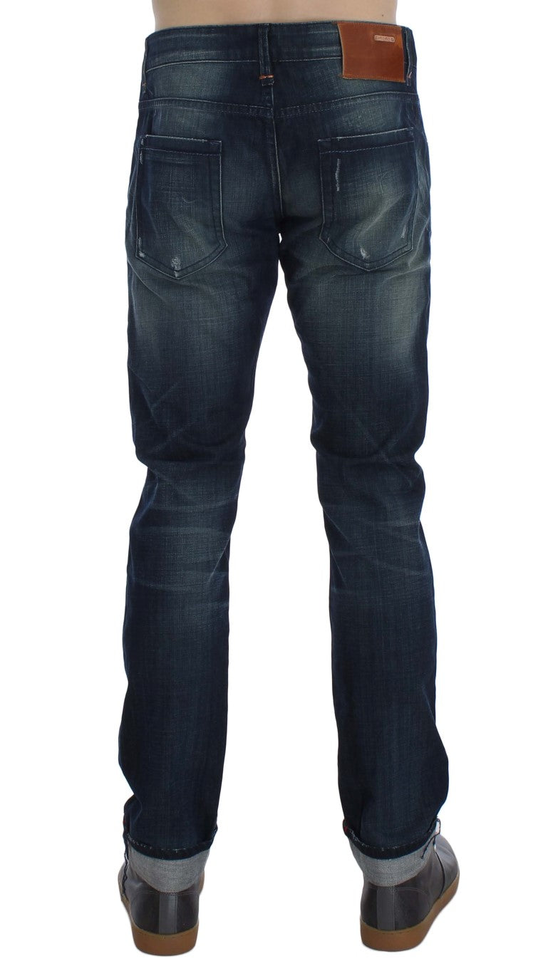 Acht Blue Wash Cotton Denim Slim Fit Men's Jeans