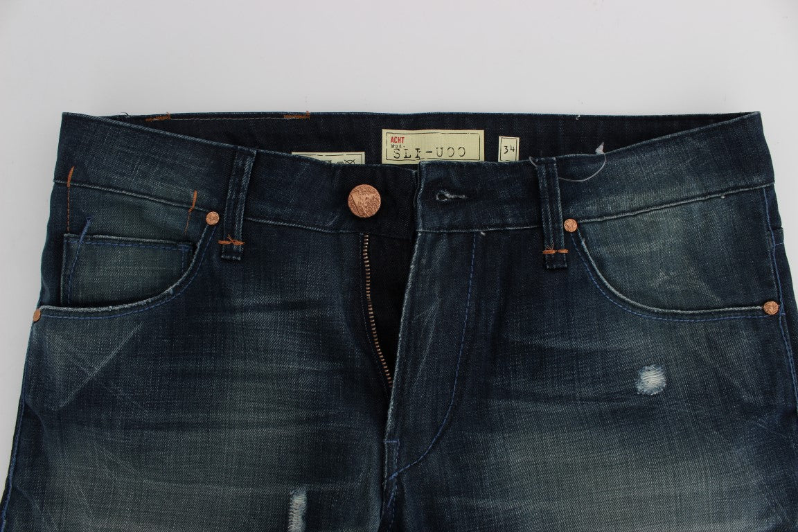 Acht Blue Wash Cotton Denim Slim Fit Men's Jeans