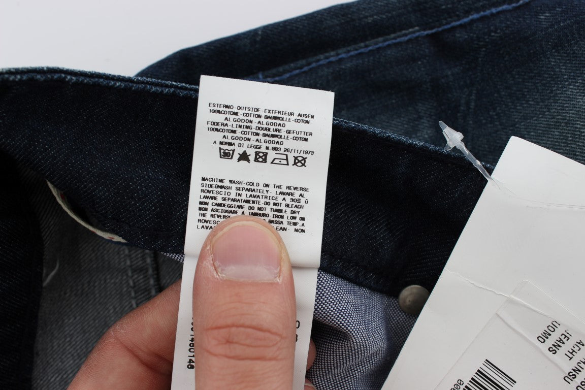 Acht Blue Wash Cotton Denim Slim Fit Men's Jeans