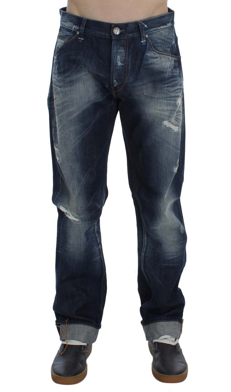 Acht Blue Wash Cotton Denim Regular Fit Men's Jeans