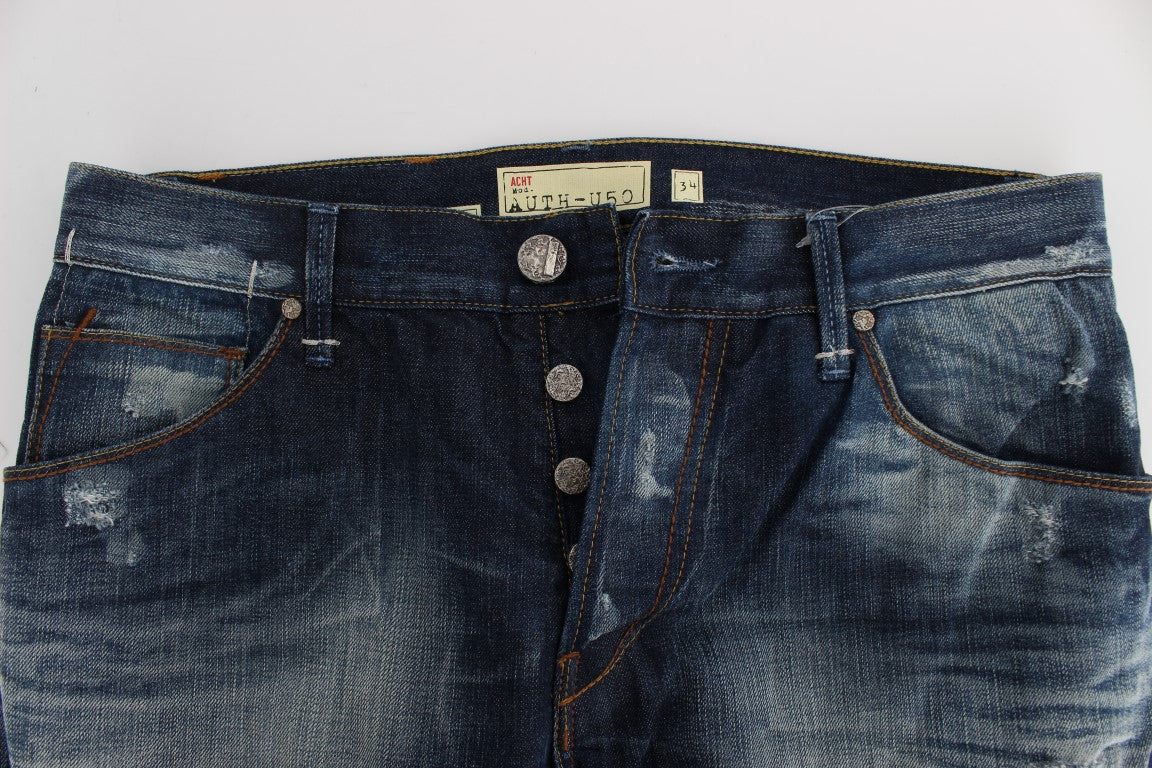 Acht Blue Wash Cotton Denim Regular Fit Men's Jeans