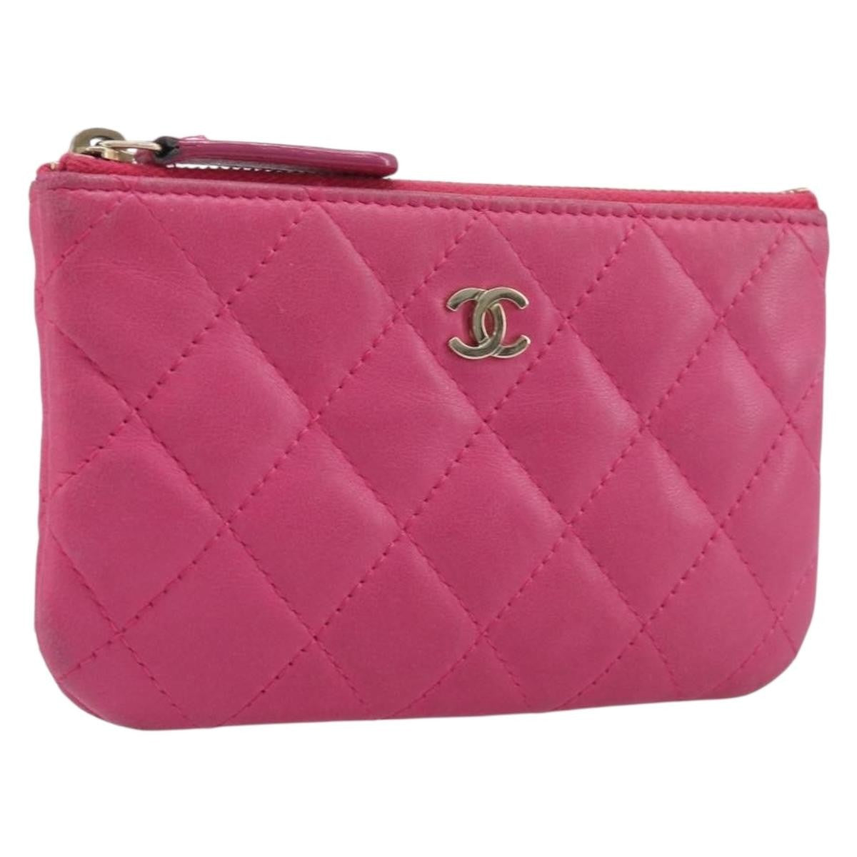 Chanel Cc Zip Coin Purse Quilted Lambskin Pink Leather Wallets Accessory (Pre-Owned)