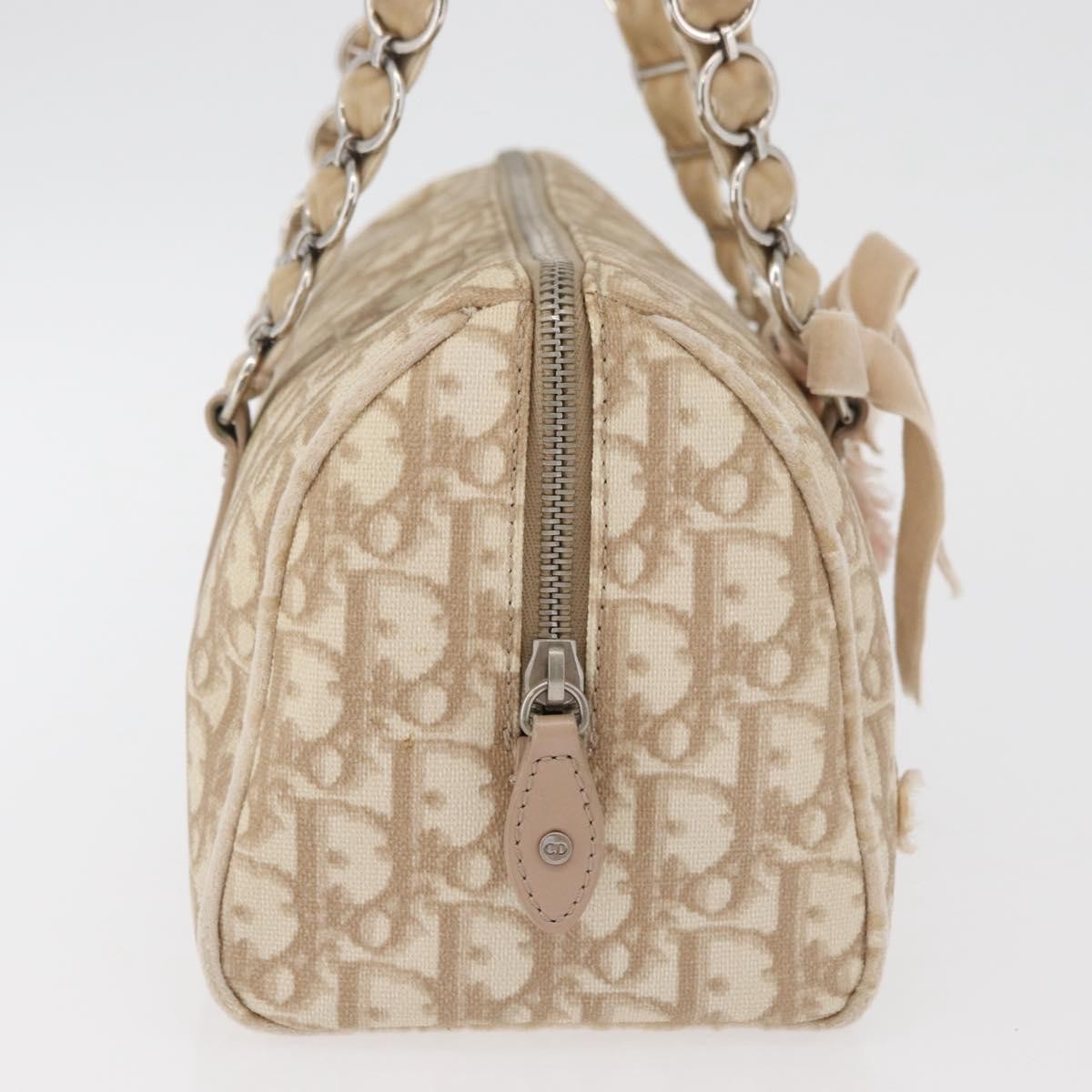 Christian Dior Vintage Trotter Romantique Zip Diorissimo Coated Canvas Beige Canvas Shoulder Bag Bag (Pre-Owned)