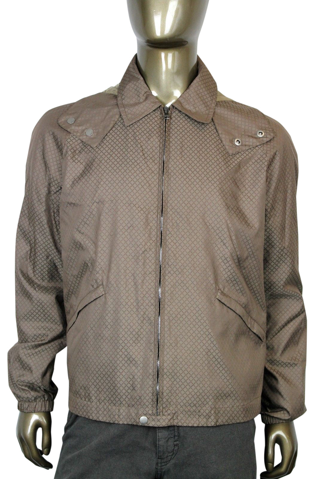 Gucci Men's Diamante Brown Polyamide Polyester Hooded Blouse Jacket(G 56 / US 46)