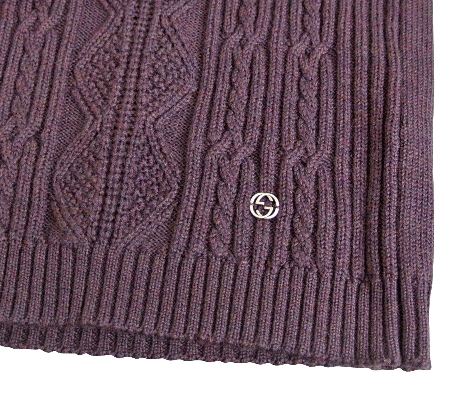 Gucci Kids Burgundy Wool Turtle Neck Sweater Top With Interlocking