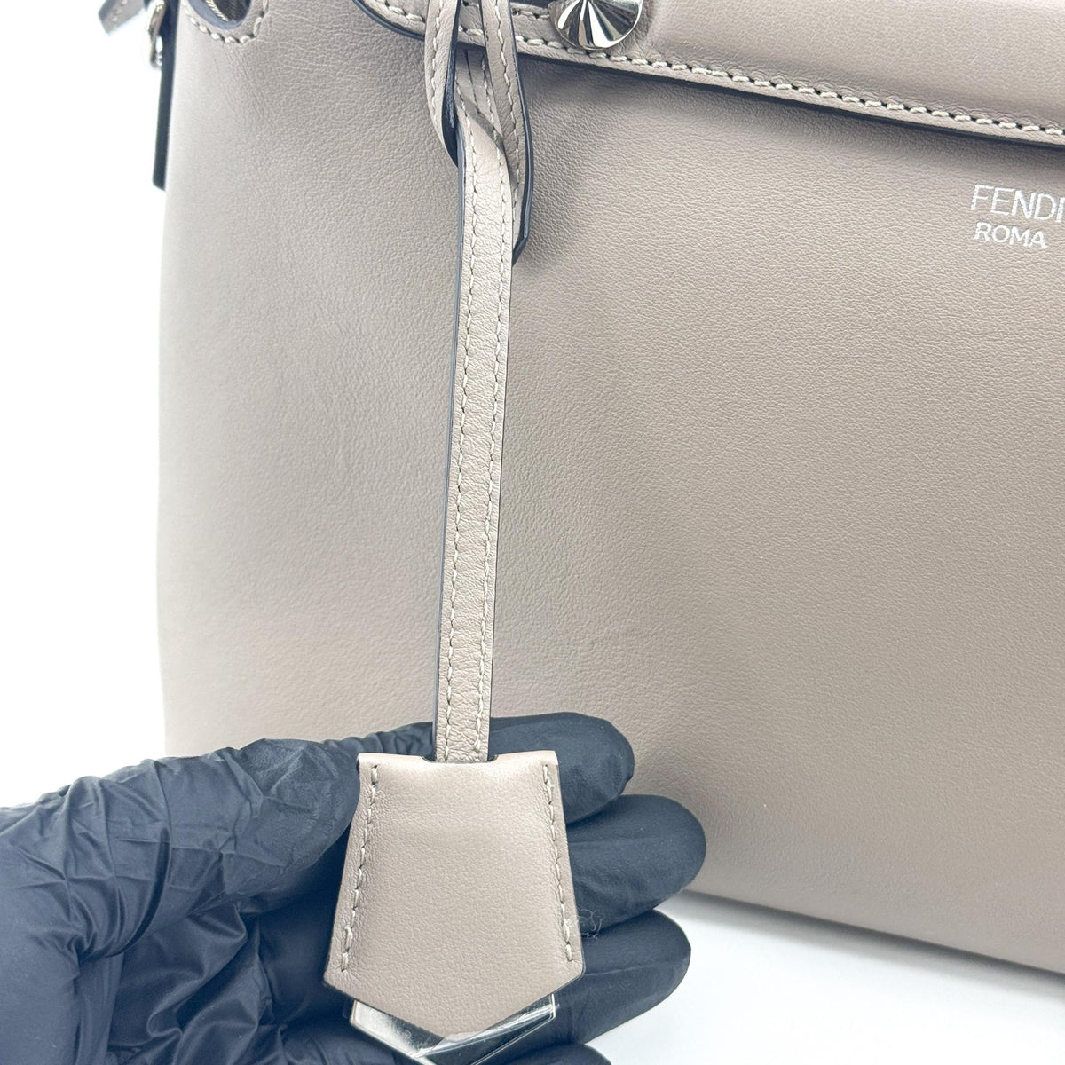 Fendi By The Way Satchel Calfskin Gray Calfskin Handbag (Pre-Owned)