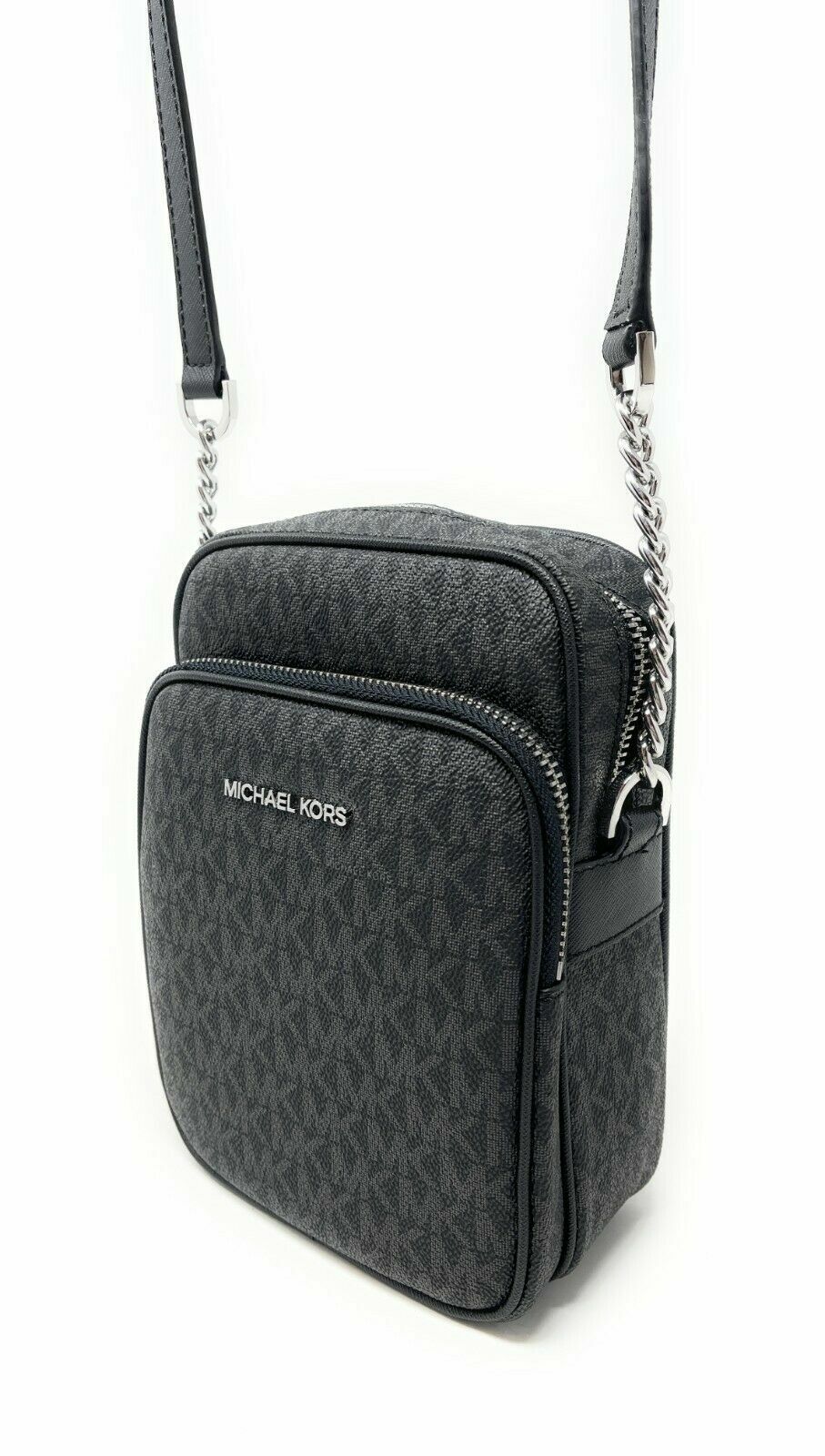 Michael Kors Jet Set Travel Signature Medium Logo Chain Crossbody Flight Bag